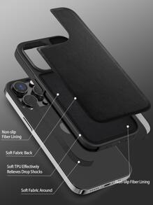 Habyby 男士PU商務風防摔手機殼,適用於iPhone 11/iPhone 13/iPhone 14/iPhone 15/iPhone 12 - 黑色 - 查看 4