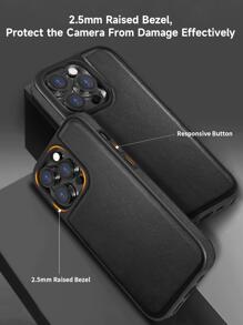 Habyby 男士PU商務風防摔手機殼,適用於iPhone 11/iPhone 13/iPhone 14/iPhone 15/iPhone 12 - 黑色 - 查看 5