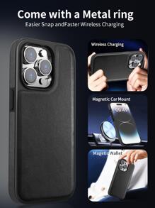 Habyby 男士PU商務風防摔手機殼,適用於iPhone 11/iPhone 13/iPhone 14/iPhone 15/iPhone 12 - 黑色 - 查看 8