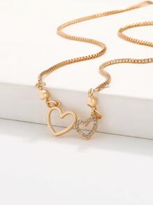 1個時尚優雅的無限愛和八字型吊墜項鍊,鑲有水晶鑽,適合日常佩戴 - 金黃色 - 查看 5