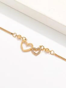 1個時尚優雅的無限愛和八字型吊墜項鍊,鑲有水晶鑽,適合日常佩戴 - 金黃色 - 查看 4