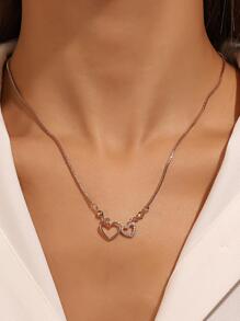 1個時尚優雅的無限愛和八字型吊墜項鍊,鑲有水晶鑽,適合日常佩戴 - 金黃色 - 查看 1