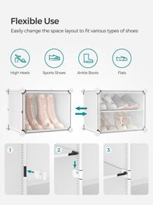 SONGMICS Shoe Rack, 10 Cubes Shoe Organizer With Doors, 40 Pair Plastic Shoe Storage Cabinet, For Bedroom, Entryway, Steel Frame, Plastic Panel - 白色 - 查看 5
