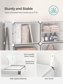 SONGMICS Shoe Rack, 10 Cubes Shoe Organizer With Doors, 40 Pair Plastic Shoe Storage Cabinet, For Bedroom, Entryway, Steel Frame, Plastic Panel - 白色 - 查看 3