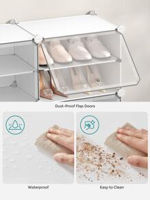 SONGMICS Shoe Rack, 10 Cubes Shoe Organizer With Doors, 40 Pair Plastic Shoe Storage Cabinet, For Bedroom, Entryway, Steel Frame, Plastic Panel - 白色 - 查看 6