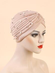 4pcs/Set Simple Fold Embellished Watermelon Cap Bonnet Hair Bonnet Turban