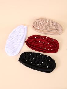 4pcs/Set Simple Fold Embellished Watermelon Cap Bonnet Hair Bonnet Turban
