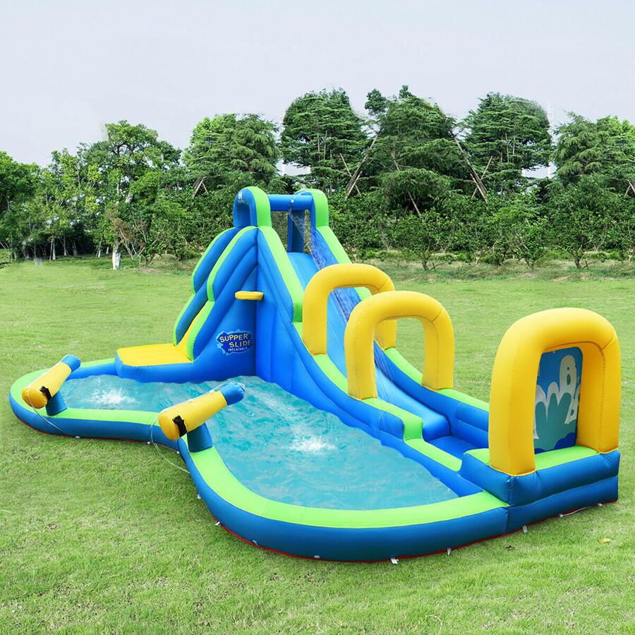 Costway Inflatable Water Slide Kids Bounce House Castle Splash Pool Without Blower - Multicolor - View 1