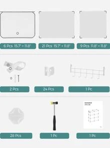 SONGMICS Shoe Rack, 6 Cubes Shoe Organizer With Doors, 24 Pair Plastic Shoe Storage Cabinet, For Bedroom, Entryway, Steel Frame, Plastic Panel, Black, White