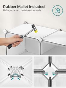 SONGMICS Shoe Rack, 6 Cubes Shoe Organizer With Doors, 24 Pair Plastic Shoe Storage Cabinet, For Bedroom, Entryway, Steel Frame, Plastic Panel, Black, White