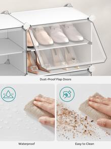 SONGMICS Shoe Rack, 6 Cubes Shoe Organizer With Doors, 24 Pair Plastic Shoe Storage Cabinet, For Bedroom, Entryway, Steel Frame, Plastic Panel, Black, White