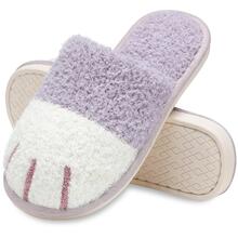 MAXTOP Cartoon Fuzzy Bedroom Slippers, Cat Claw indoor home Slippers, Comfortable Memory Foam - Màu tím - Xem 9