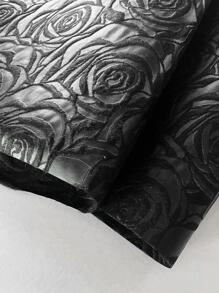 1入組防水&耐油地滌綸壓花玫瑰花餐墊適用於野餐派對 - 黑色 - 查看 4
