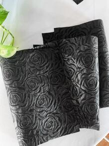 1入組防水&耐油地滌綸壓花玫瑰花餐墊適用於野餐派對 - 黑色 - 查看 3