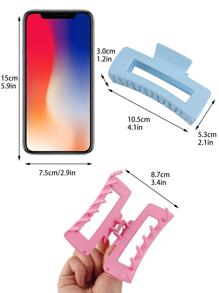 4入组/套10.5cm啞光奶油質感髮爪夾子適合夏天 - 彩色 - 查看 4