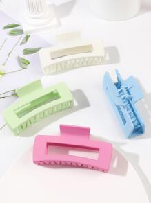 4入组/套10.5cm啞光奶油質感髮爪夾子適合夏天 - 彩色 - 查看 2