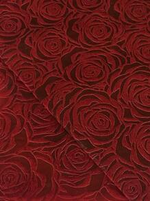 1 pieza Tapete de mesa impermeable & a prueba de aceite poliéster en relieve rosa flor , adecuado para picnic fiestas - Rojo - Ver 4