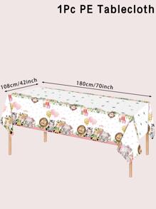 1入組叢林動物一次性桌布,寶寶生日派對裝飾用品用品桌布