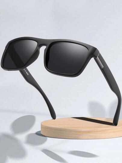 1pc Men's Square Shaped Pc Sporty Fashionable Fashion Glasses In Black Casual Beach Accessories Glasses Shades Looks Street Style And Suit For Sweater Jacket Sweatshirt Hoodie Leather Pants And Cargo Pantsy2kfestival For Summer Beach Vacation,Outdoor,Travel