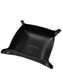 1 Phong Cách Bắc Âu Để Bàn Da Pu Khay Chứa Cho Phụ Kiện Tóc, Trang Sức, Mỹ Phẩm, Chìa Khóa Bảo Quản - màu đen - Xem 2