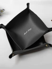 1 Phong Cách Bắc Âu Để Bàn Da Pu Khay Chứa Cho Phụ Kiện Tóc, Trang Sức, Mỹ Phẩm, Chìa Khóa Bảo Quản - màu đen - Xem 1