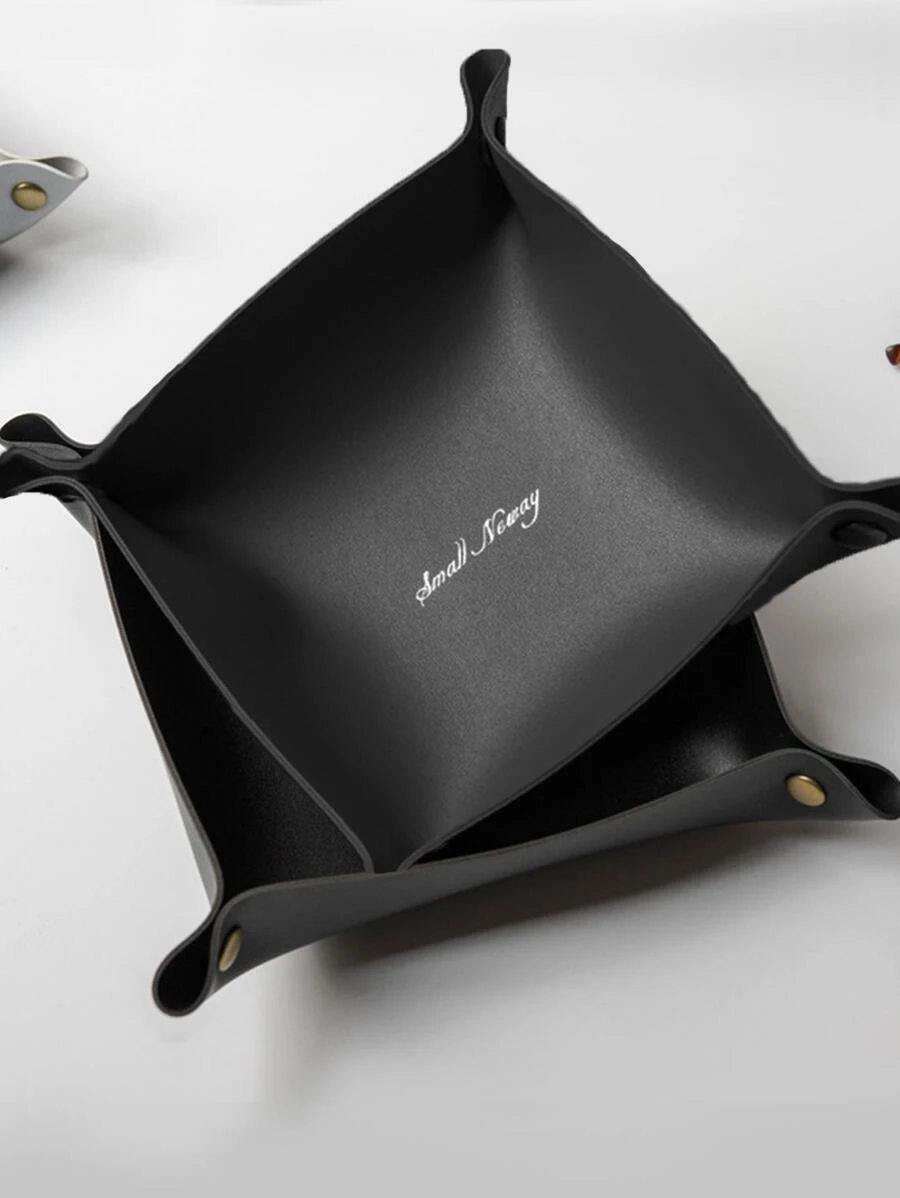 1 Phong Cách Bắc Âu Để Bàn Da Pu Khay Chứa Cho Phụ Kiện Tóc, Trang Sức, Mỹ Phẩm, Chìa Khóa Bảo Quản - màu đen - Xem 1