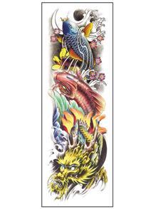 1入組龍和彩色錦鯉魚紋充分手臂臨時紋身貼 - 彩色 - 查看 2