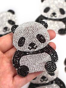 1pc Rhinestone Panda Patches For Clothing Iron On Embroidered Patches Animal Rhinestones Applique Diamond Cloth Sticker
