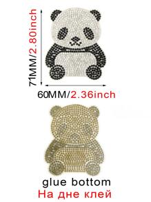 1pc Rhinestone Panda Patches For Clothing Iron On Embroidered Patches Animal Rhinestones Applique Diamond Cloth Sticker