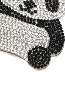 1pc Rhinestone Panda Patches For Clothing Iron On Embroidered Patches Animal Rhinestones Applique Diamond Cloth Sticker