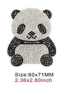 1pc Rhinestone Panda Patches For Clothing Iron On Embroidered Patches Animal Rhinestones Applique Diamond Cloth Sticker