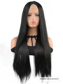 Tóc Đen Tóc Giả Dài Thẳng Tóc Giả Tự Nhiên Chân Tóc Chịu Nhiệt Tổng Hợp Không Ren Bộ Tóc Giả Dành Cho Nữ - màu đen - Xem 2