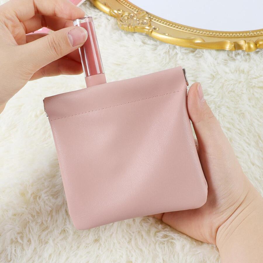 1個便攜式自動關閉迷你化妝袋,鋼絲珠寶收納盒,耳環指甲飾品收納盒,頸鏈口紅袋 - 淺粉色 - 查看 1