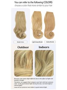 女士無痕線束頭帶假髮,高亮披散短髮,可調節12英寸深啡色/金色,無夾子式設計 - 金色 - 查看 3