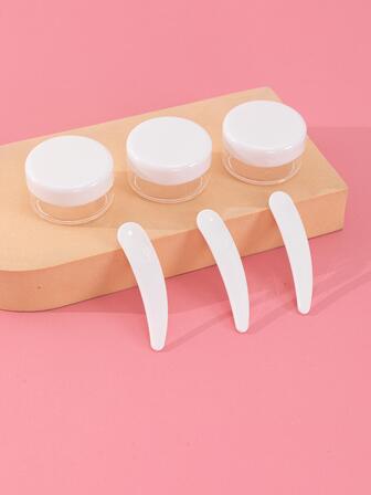 可重複使用霜膏瓶和湯匙,3入組塑膠霜膏瓶和3入組湯匙適合旅行