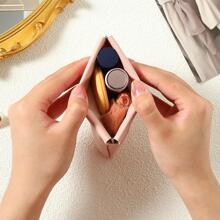 1個便攜式自動關閉迷你化妝袋,鋼絲珠寶收納盒,耳環指甲飾品收納盒,頸鏈口紅袋 - 淺粉色 - 查看 2