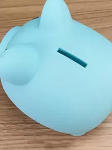 1pc Silicone Money Box, Creative Pig Design Coin Saving Box For Home Gifts Birthday Graduation - Blue - View 6