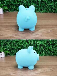 1pc Silicone Money Box, Creative Pig Design Coin Saving Box For Home Gifts Birthday Graduation - Blue - View 8