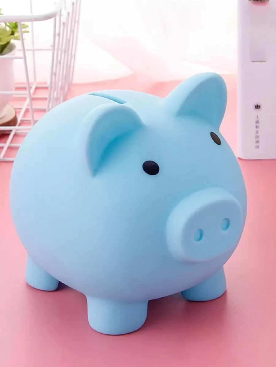 1pc Silicone Money Box, Creative Pig Design Coin Saving Box For Home Gifts Birthday Graduation - Blue - View 1