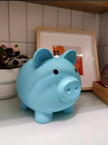 1pc Silicone Money Box, Creative Pig Design Coin Saving Box For Home Gifts Birthday Graduation - Blue - View 2