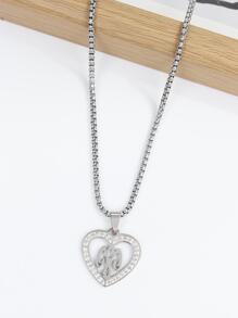 1 pièce Collier En Acier Inoxydable Fête Couronne , Arbre Feuille , Palmier , À Pendentif Cœur , Romantique couples Cadeau Pour date