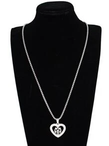 1 pièce Collier En Acier Inoxydable Fête Couronne , Arbre Feuille , Palmier , À Pendentif Cœur , Romantique couples Cadeau Pour date