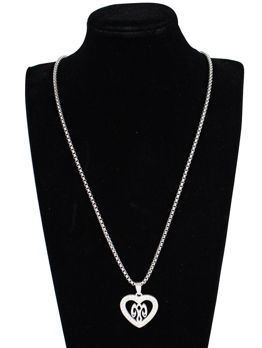 1 pièce Collier En Acier Inoxydable Fête Couronne , Arbre Feuille , Palmier , À Pendentif Cœur , Romantique couples Cadeau Pour date