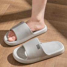 Men Geometric Detail Non Slip Slides, Fashionable Outdoor EVA Slippers - Grey - View 1