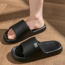 Men Geometric Detail Non Slip Slides, Fashionable Outdoor EVA Slippers - Black - View 1