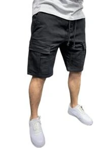 MURAMASA Bermuda Cargo Hombre Casualvarios Bolsillos - Negro - Ver 2