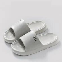 Men Geometric Detail Non Slip Slides, Fashionable Outdoor EVA Slippers - Grey - View 4