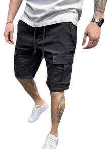 MURAMASA Bermuda Cargo Hombre Casualvarios Bolsillos - Negro - Ver 3