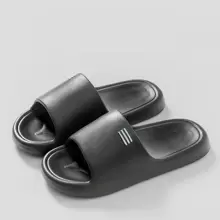 Men Geometric Detail Non Slip Slides, Fashionable Outdoor EVA Slippers - Black - View 5