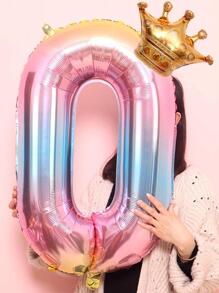 1 套 Pe Ombre 数字和皇冠生日周年派对气球， - 淺粉色 - 查看 2